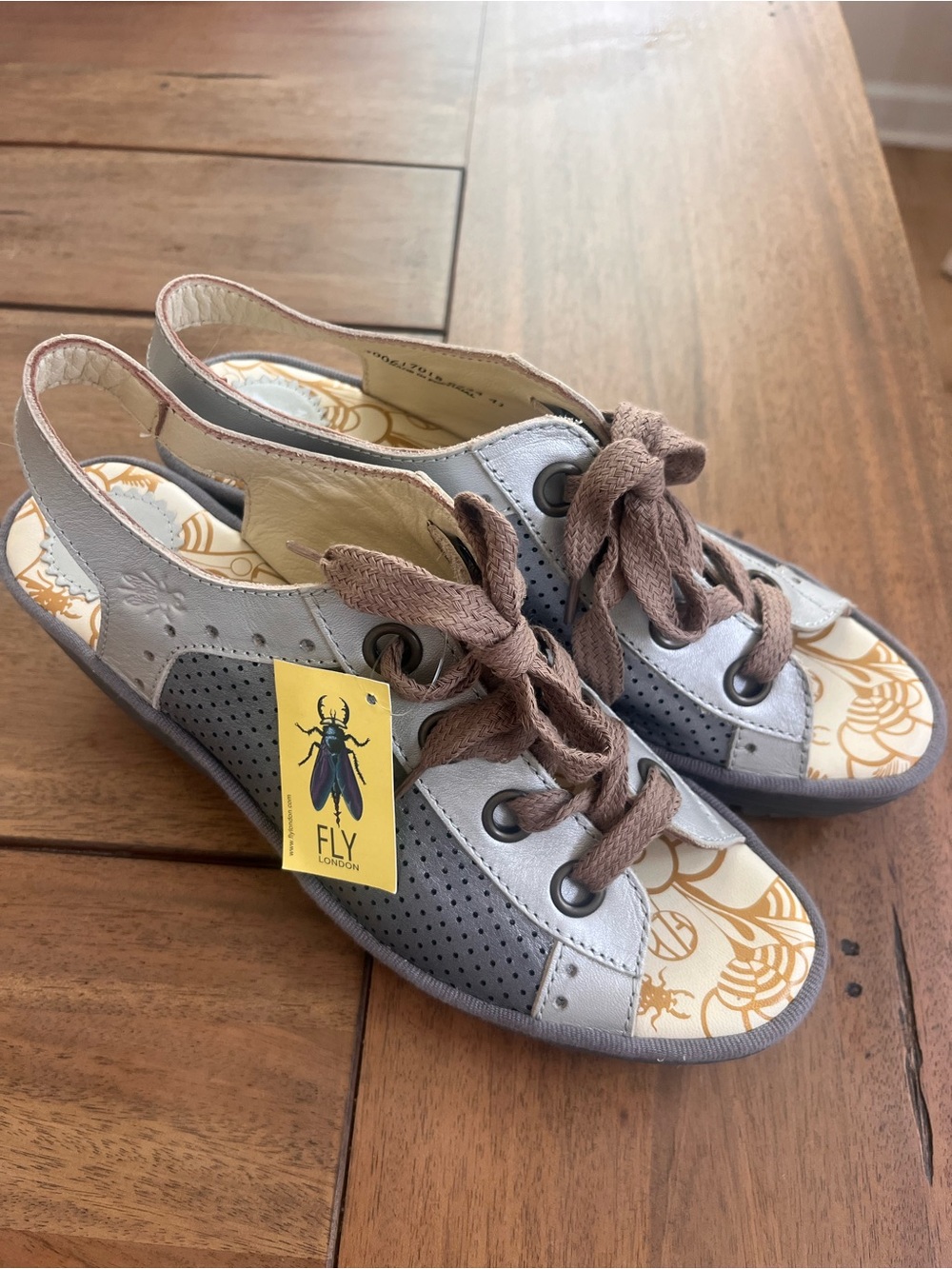 FLY London Women’s Gray Perforated Wedge Sandals; EU Size 41/US 10 NWT! - Picture 9 of 9